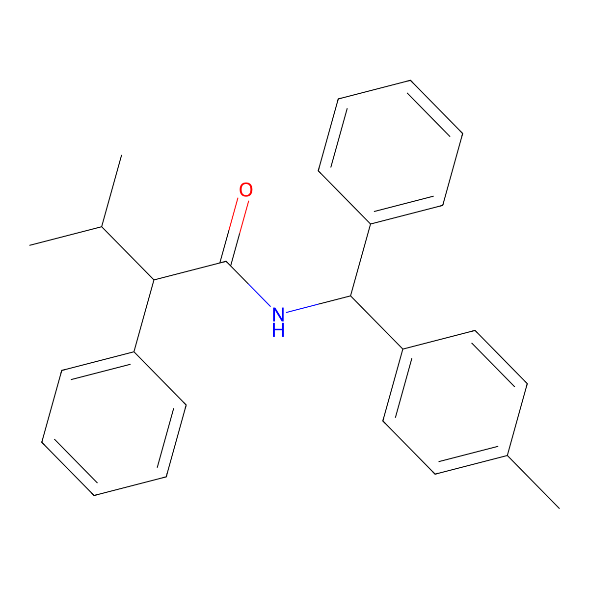 3-methyl-N-[(4-methylphenyl)-phenylmethyl]-2-phenylbutanamide molecular structure, CAS 690991-70-9