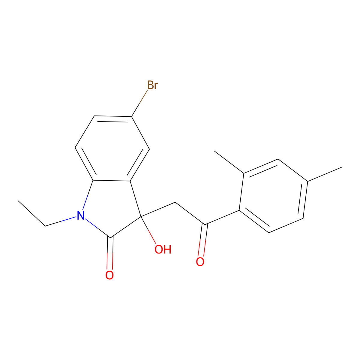 5-bromo-3-[2-(2,4-dimethylphenyl)-2-oxoethyl]-1-ethyl-3-hydroxy-1,3-dihydro-2H-indol-2-one molecular structure, CAS 690992-11-1