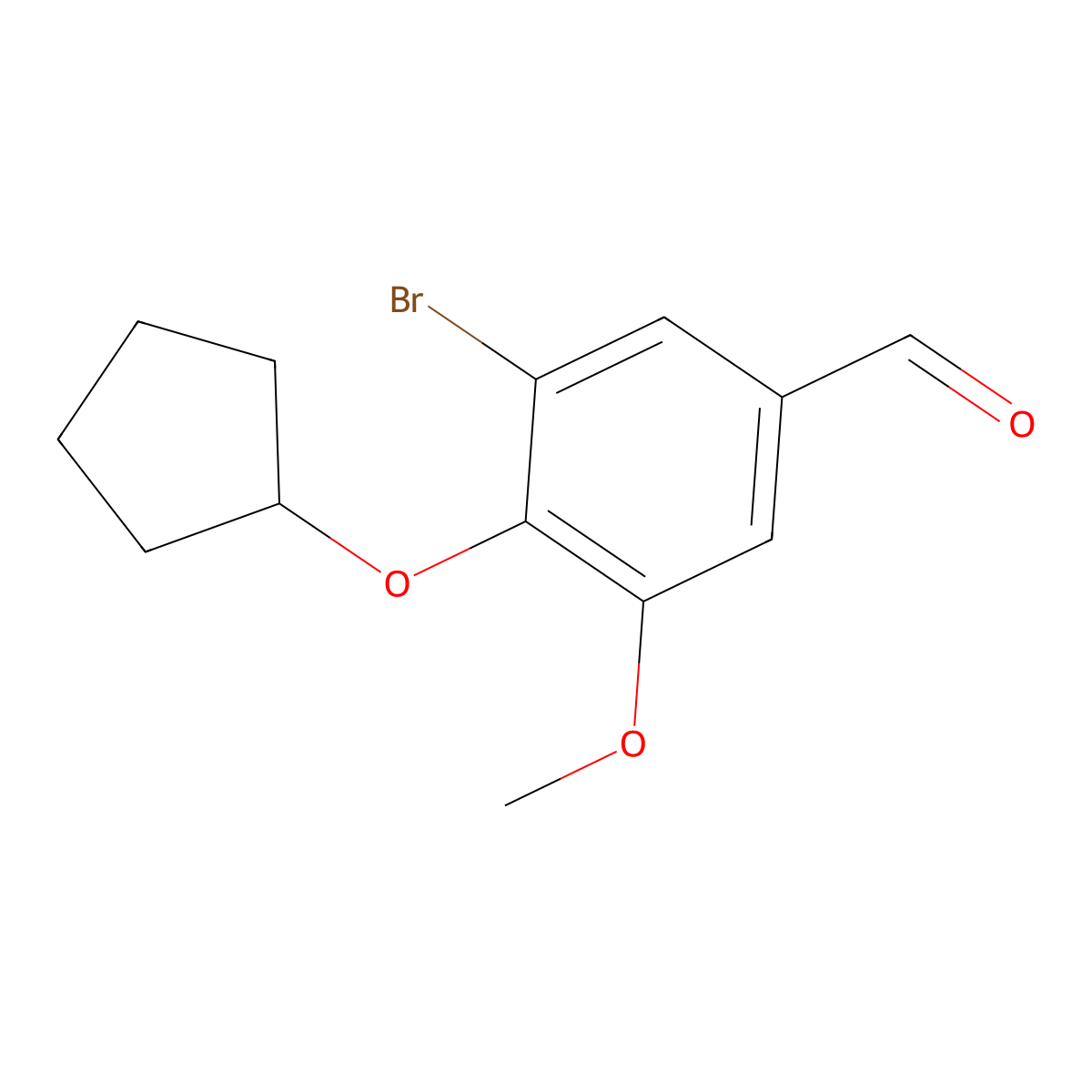 3-Bromo-4-(cyclopentyloxy)-5-methoxybenzaldehyde molecular structure, CAS 690992-20-2