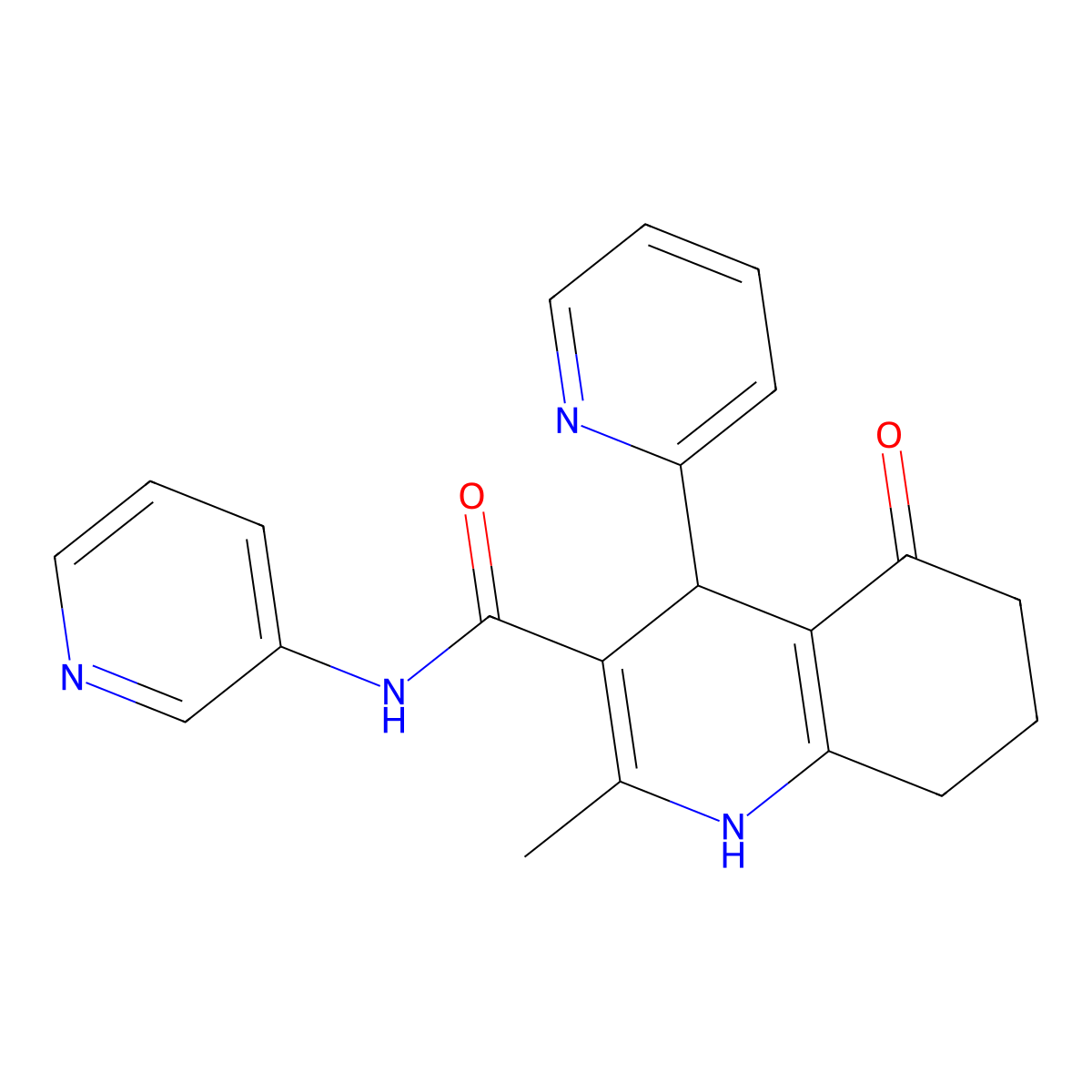 2-methyl-5-oxo-4-pyridin-2-yl-N-pyridin-3-yl-4,6,7,8-tetrahydro-1H-quinoline-3-carboxamide molecular structure, CAS 690992-28-0