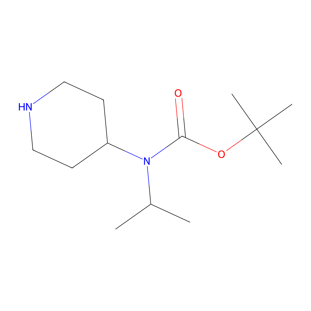 tert-butyl N-(piperidin-4-yl)-N-(propan-2-yl)carbamate molecular structure, CAS 690998-90-4