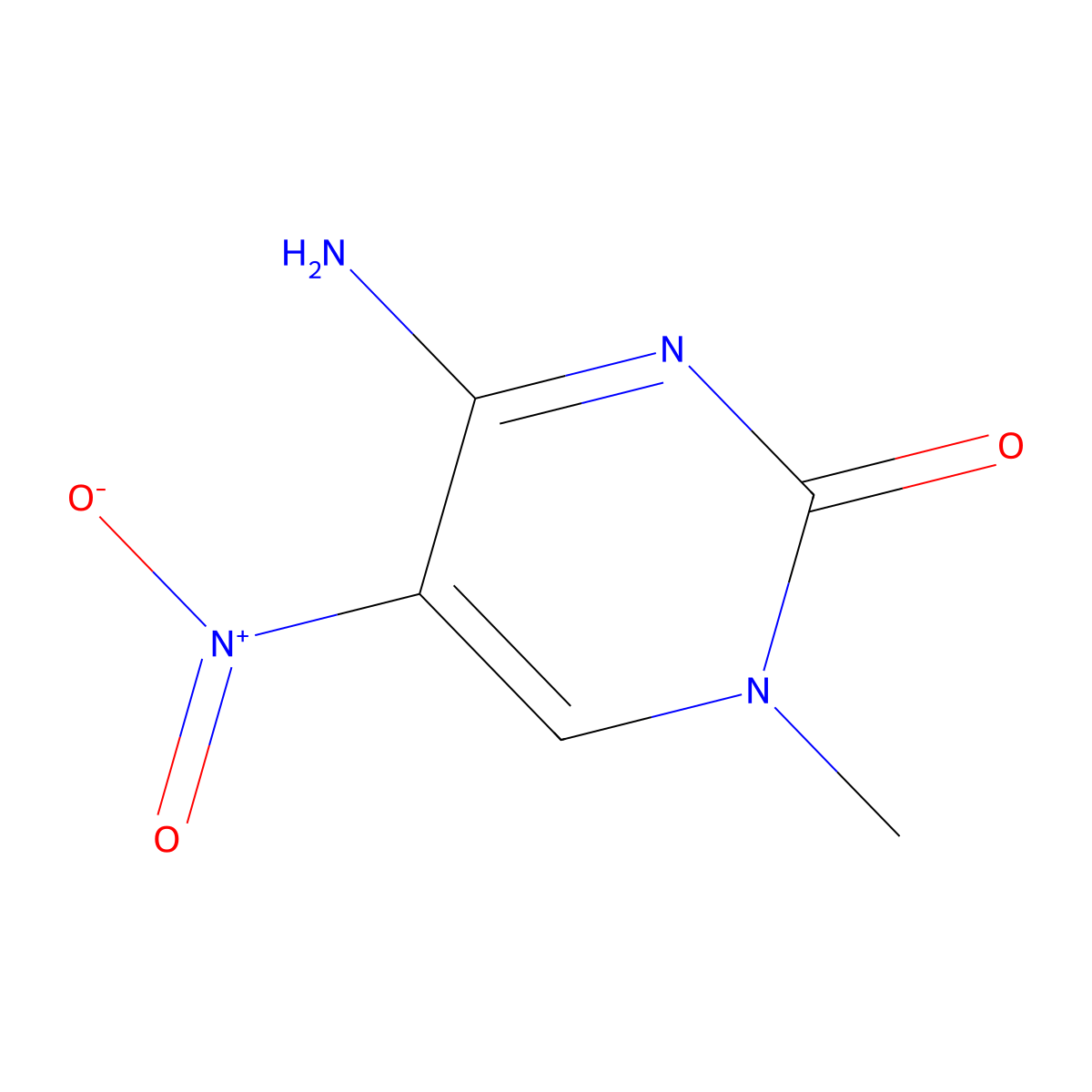 4-amino-5-(nitro)-1-methylpyrimidin-2(1H)-one molecular structure, CAS 69100-00-1