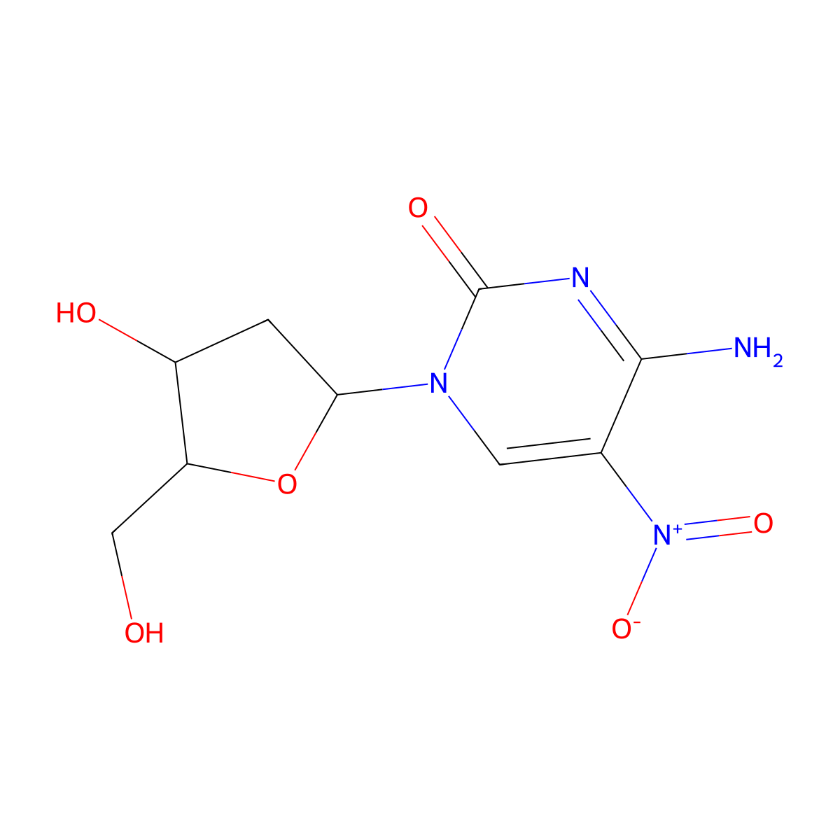 4-amino-1-[(2R,4S,5R)-4-hydroxy-5-(hydroxymethyl)oxolan-2-yl]-5-nitro-1,2-dihydropyrimidin-2-one molecular structure, CAS 69100-02-3