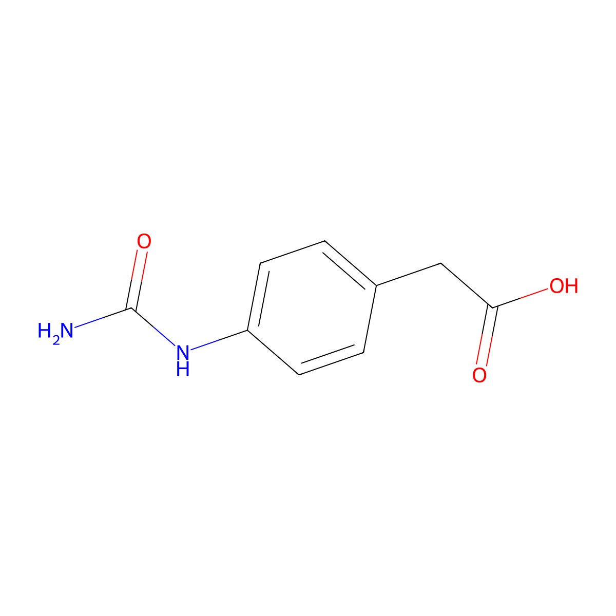 Benzenacetic acid, 4-((aminocarbonyl)amino)- molecular structure, CAS 69100-53-4