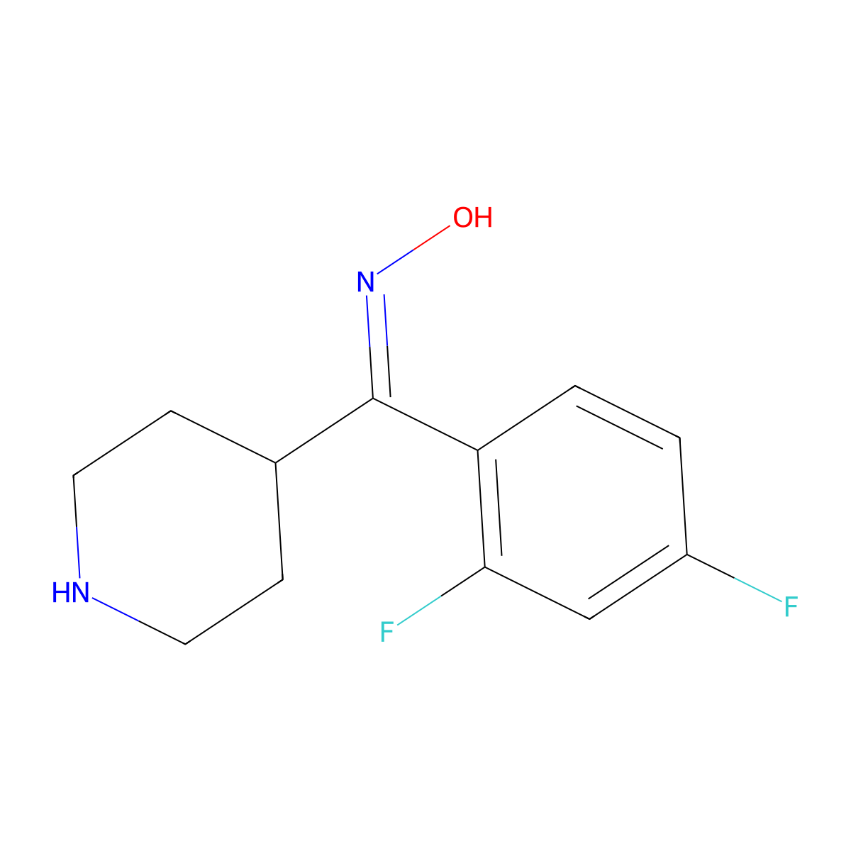 (2,4-Difluorophenyl)-4-piperidinylmethanone oxime, (Z)- molecular structure, CAS 691007-05-3
