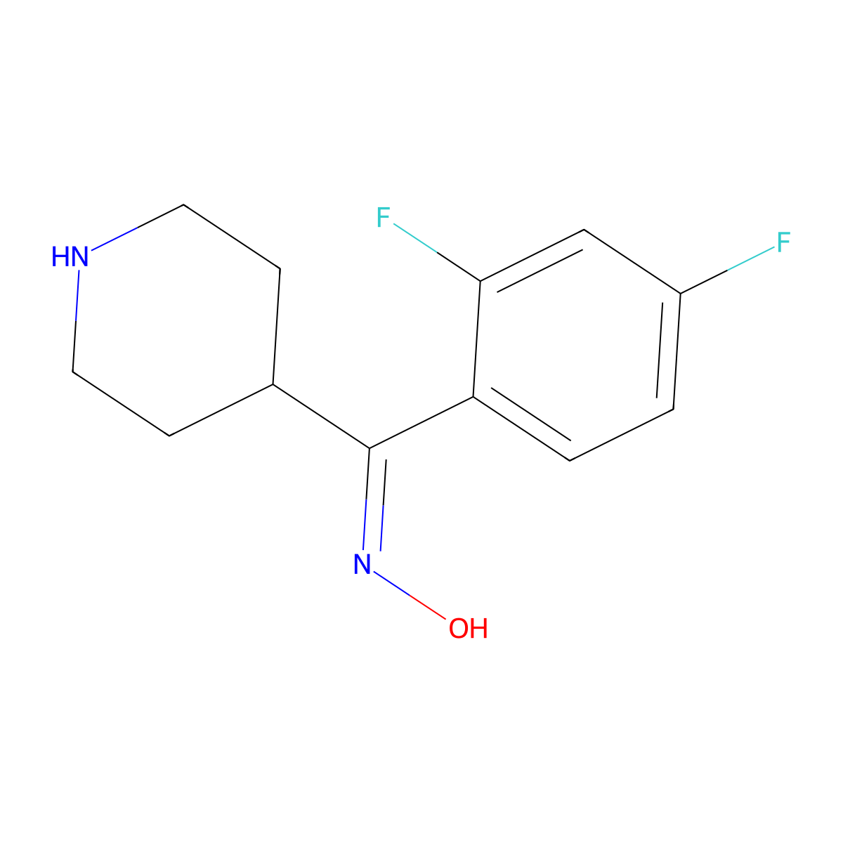 (2,4-Difluorophenyl)-4-piperidinylmethanone oxime, (Z)- molecular structure, CAS 691007-05-3