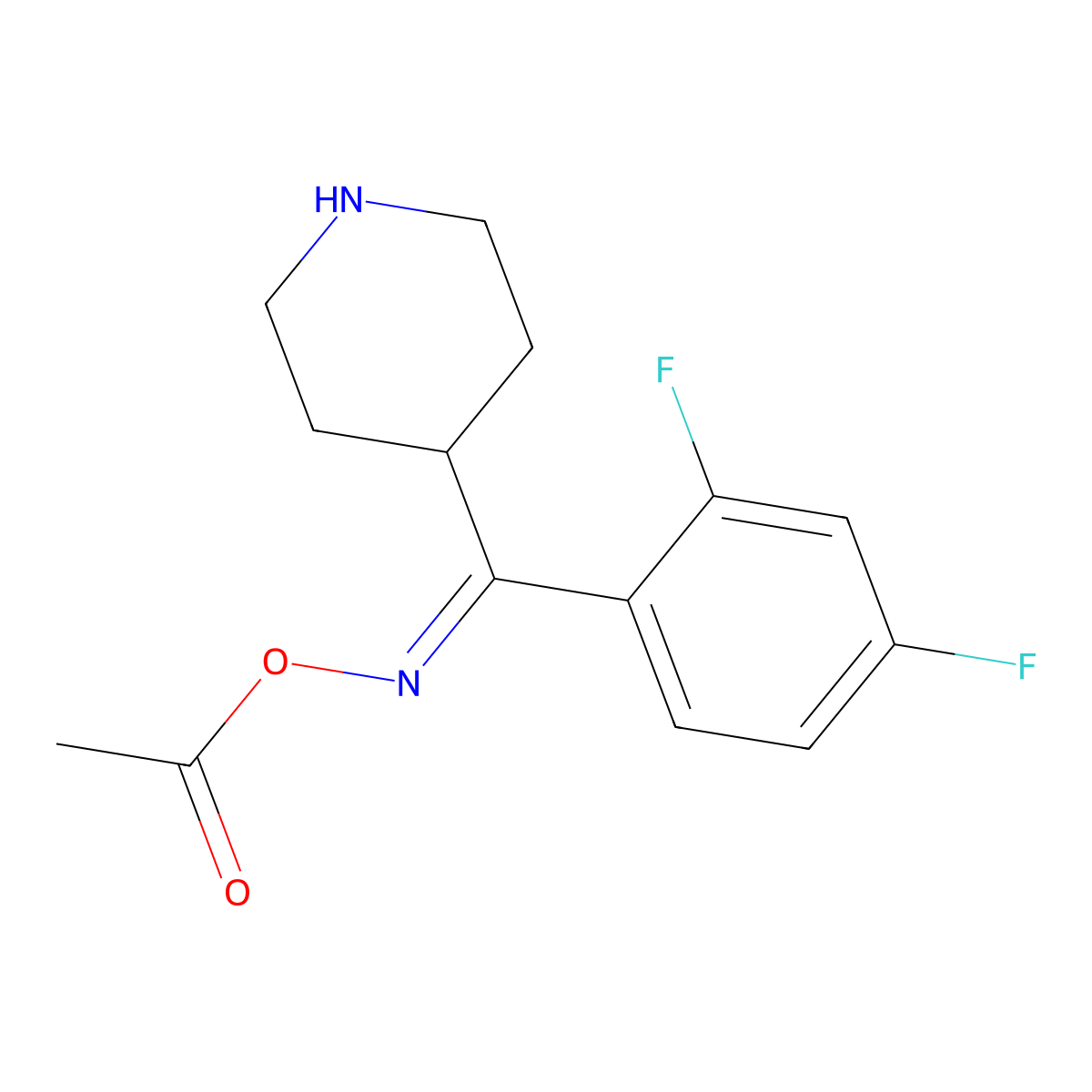 (Z)-(2,4-Difluorophenyl)(piperidin-4-yl)methanone O-acetyl oxime molecular structure, CAS 691007-06-4