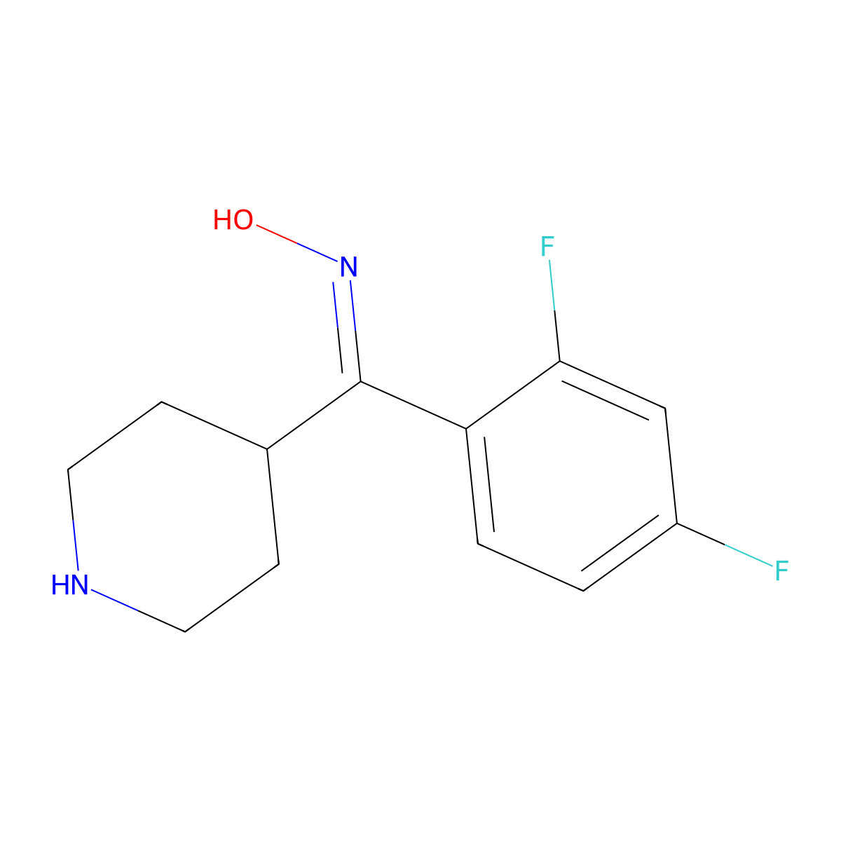 (E)-4-(2,4-Difluorobenzoyl)piperidine Oxime molecular structure, CAS 691007-07-5