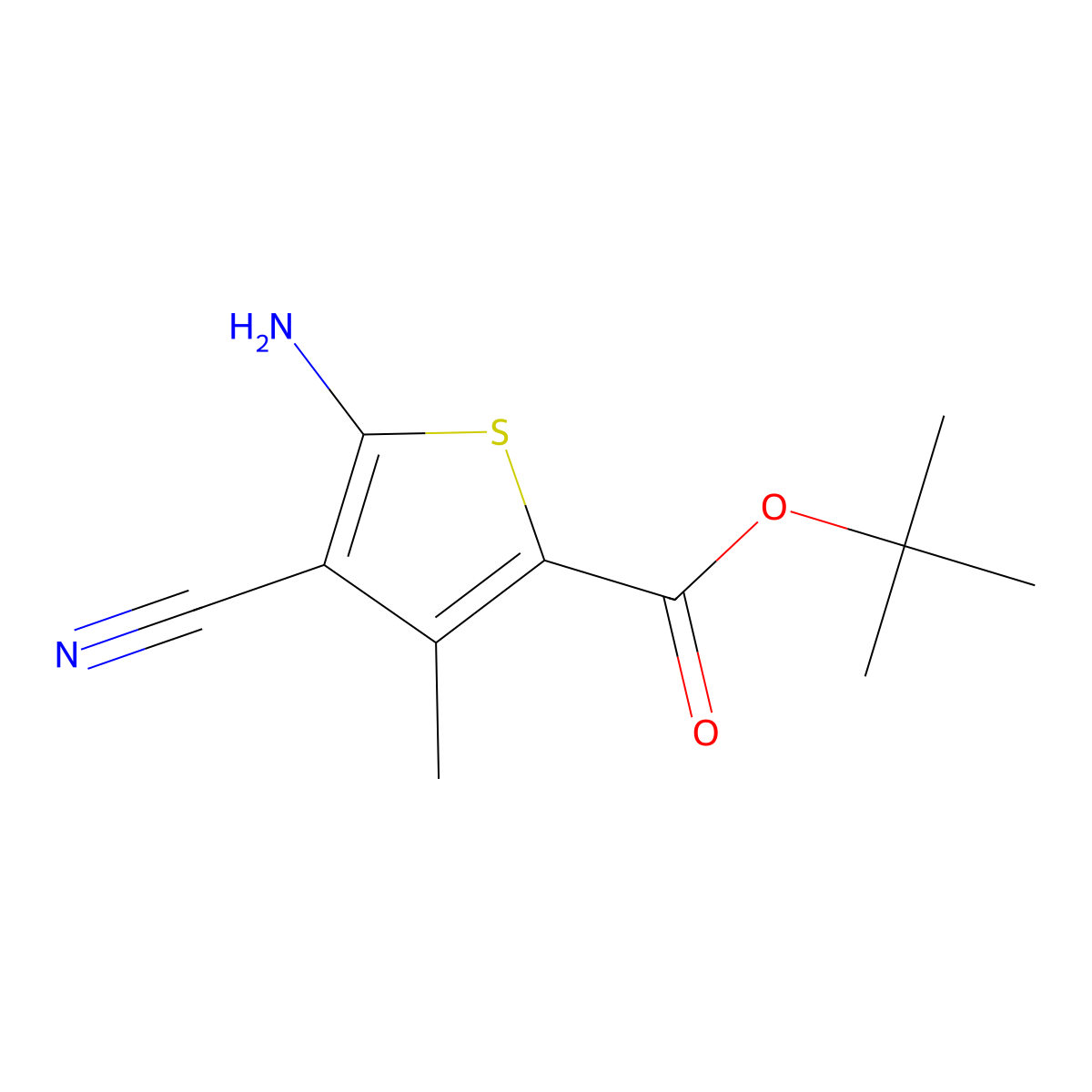 Tert-butyl 5-amino-4-cyano-3-methylthiophene-2-carboxylate molecular structure, CAS 691008-13-6