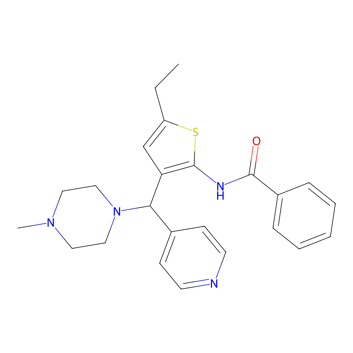 N-{5-ethyl-3-[(4-methyl-1-piperazinyl)(4-pyridinyl)methyl]-2-thienyl}benzamide molecular structure, CAS 6911-56-4