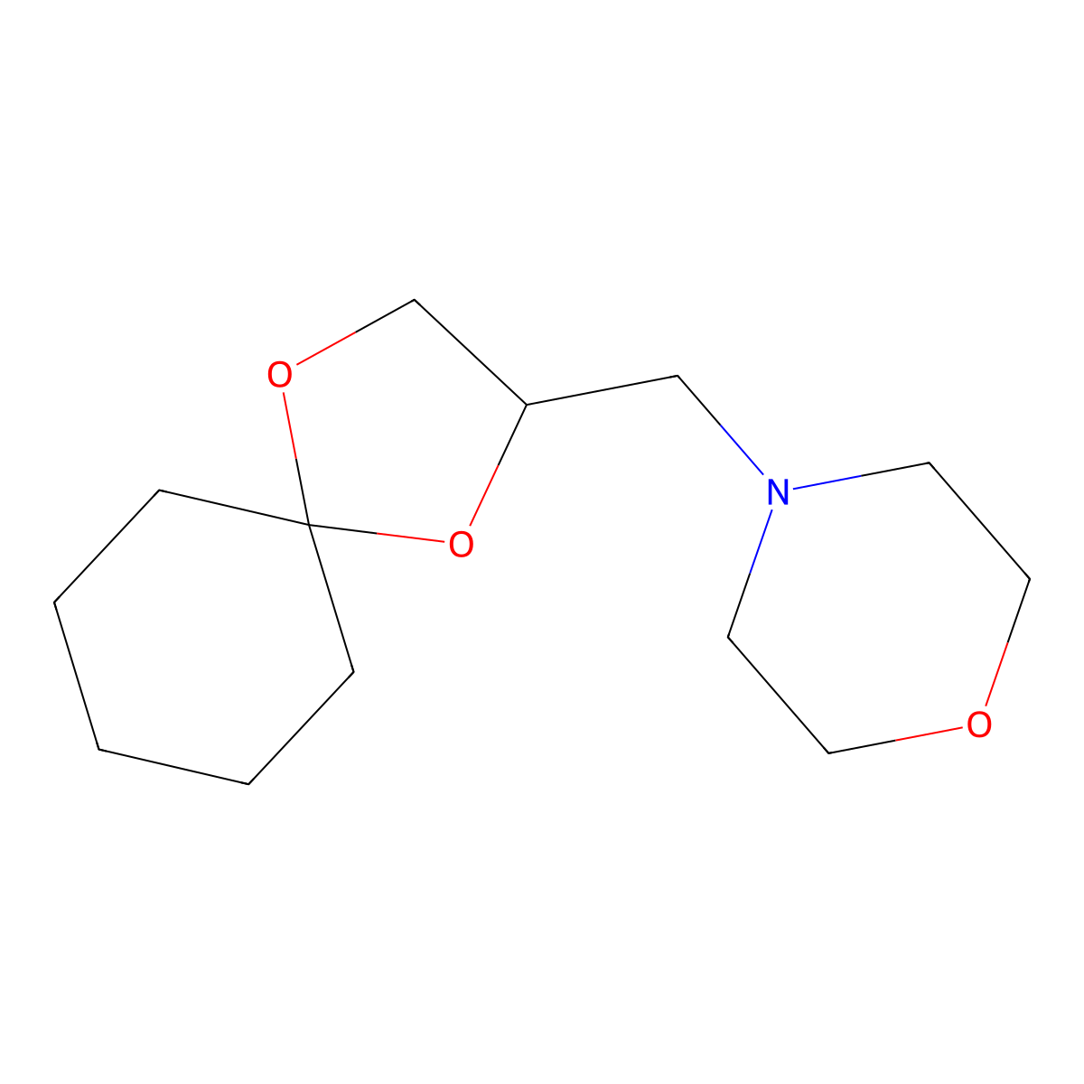 Morpholine, 4-(1,4-dioxaspiro[4.5]dec-2-ylmethyl)- molecular structure, CAS 69110-35-6