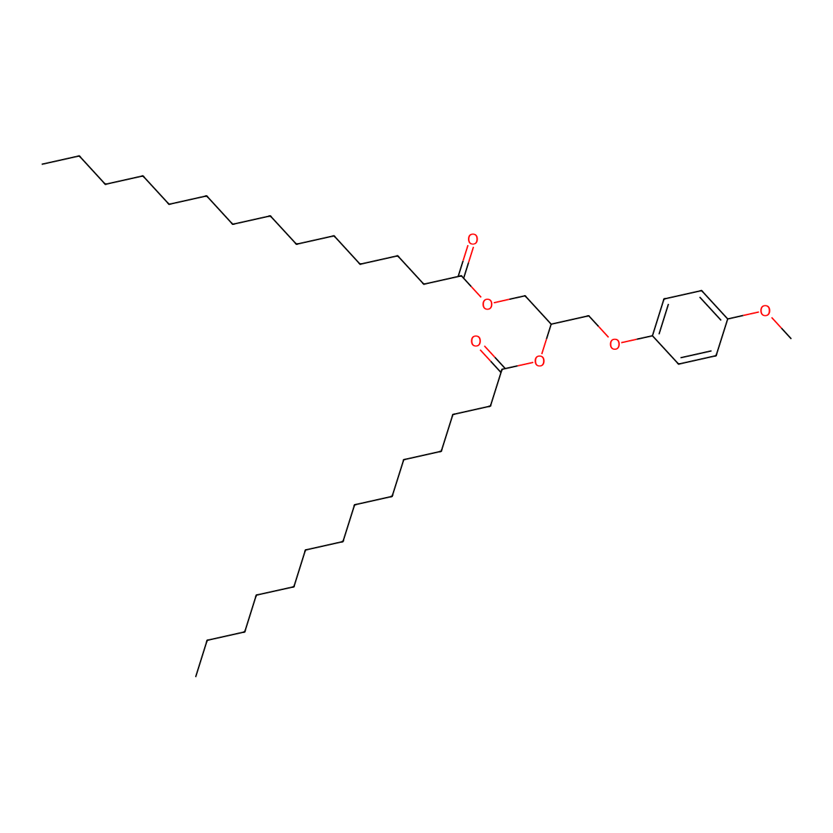3-(4-Methoxyphenoxy)propane-1,2-diyl ditetradecanoate molecular structure, CAS 69113-74-2