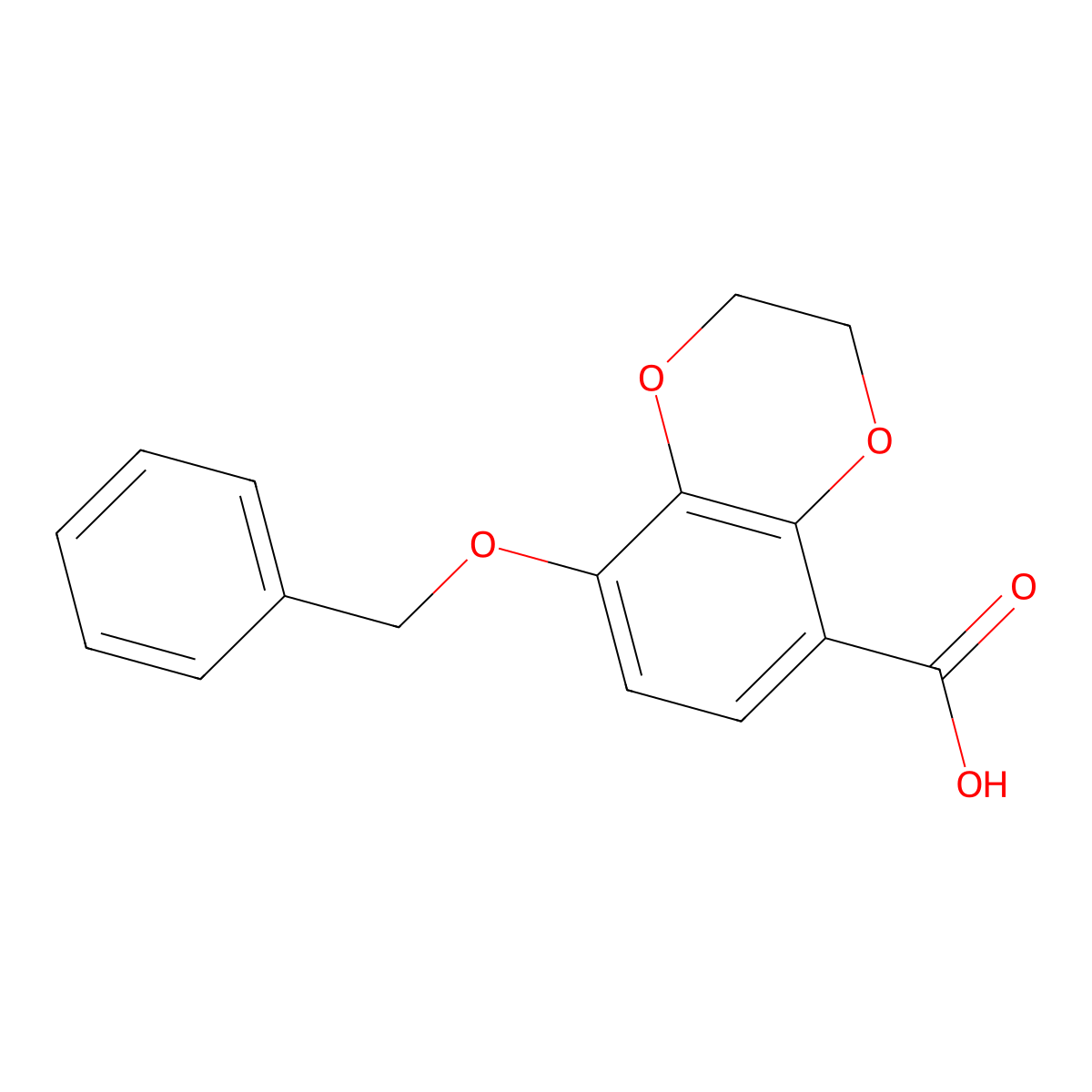 8-Benzyloxy-2,3-dihydro-1,4-benzodioxin-5-carboxylic acid molecular structure, CAS 69114-85-8