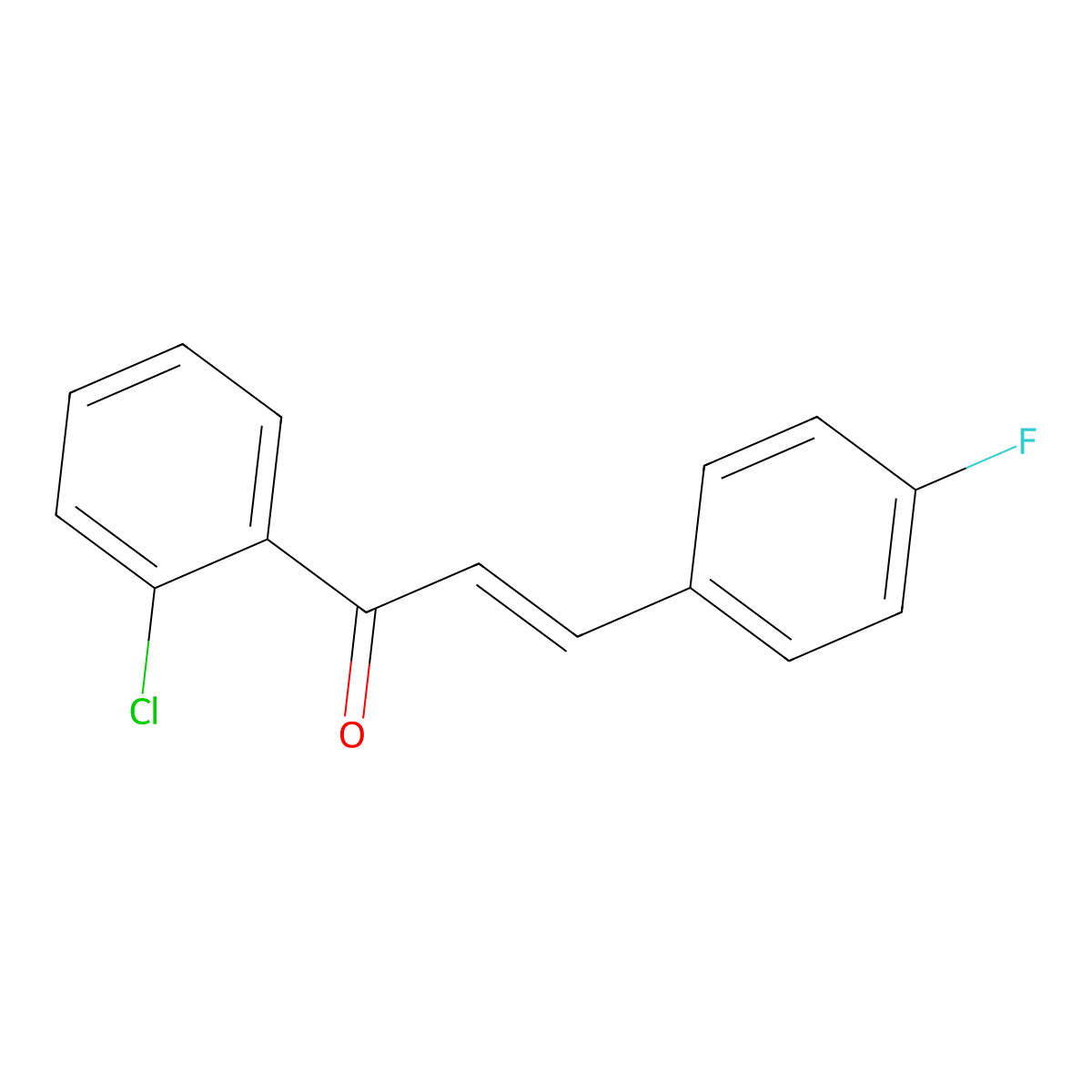 (2E)-1-(2-Chlorophenyl)-3-(4-fluorophenyl)prop-2-en-1-one molecular structure, CAS 691177-93-2