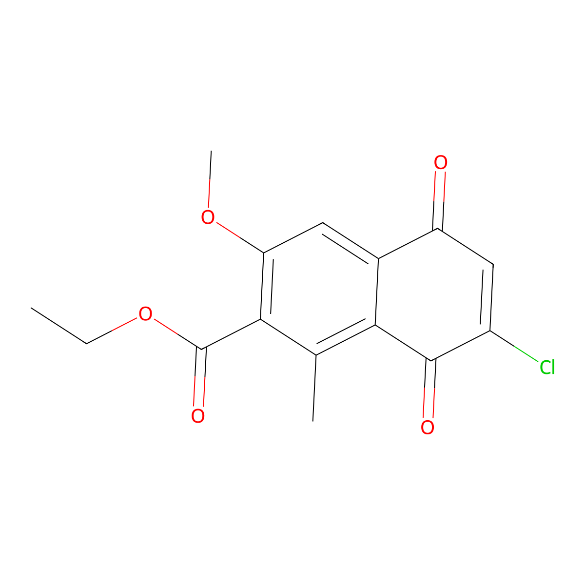 Ethyl 7-Chloro-3-methoxy-1-methyl-5,8-dioxo-5,8-dihydronaphthalene-2-carboxylate molecular structure, CAS 69119-25-1