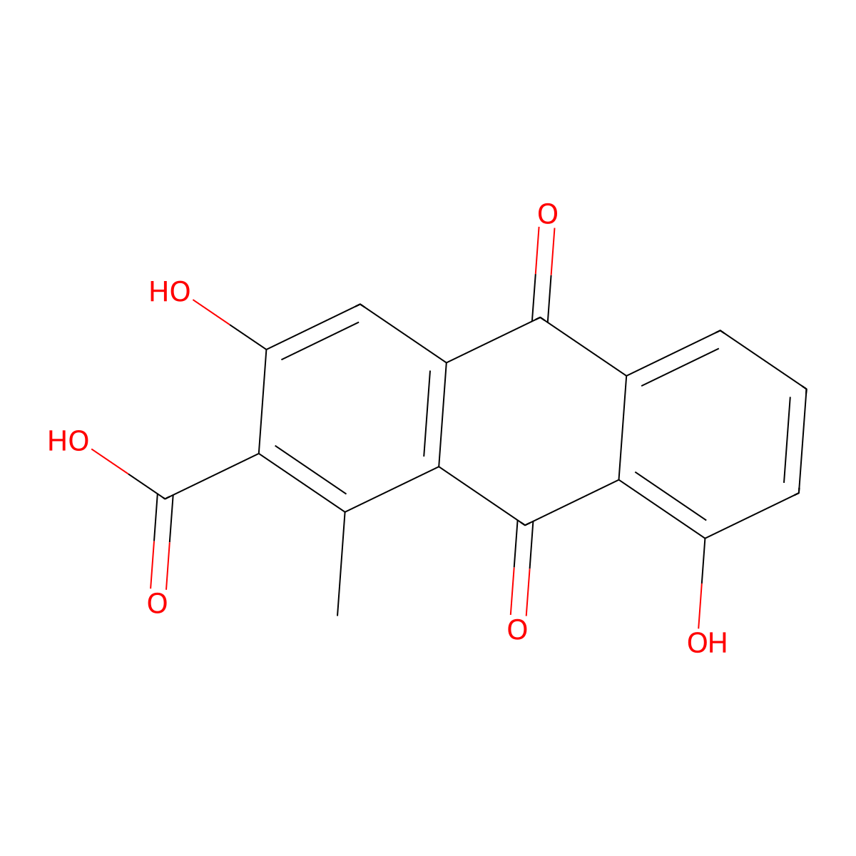 3,8-Dihydroxy-1-methylanthraquinone-2-carboxylic acid molecular structure, CAS 69119-31-9