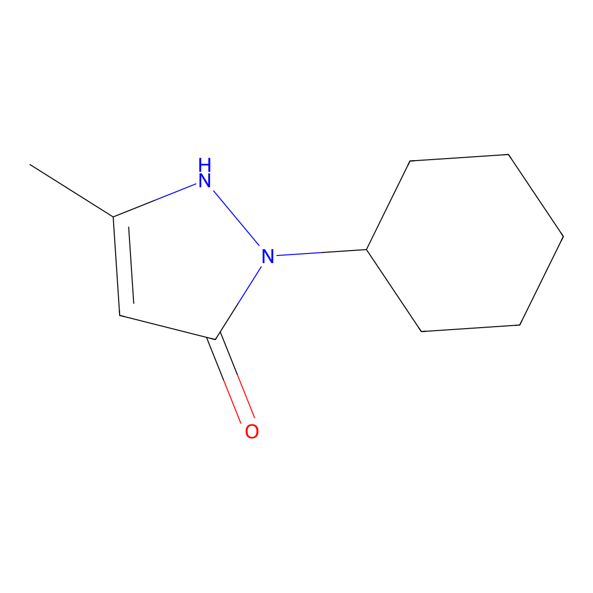 2-Cyclohexyl-5-methyl-2H-pyrazol-3-ol molecular structure, CAS 69121-55-7
