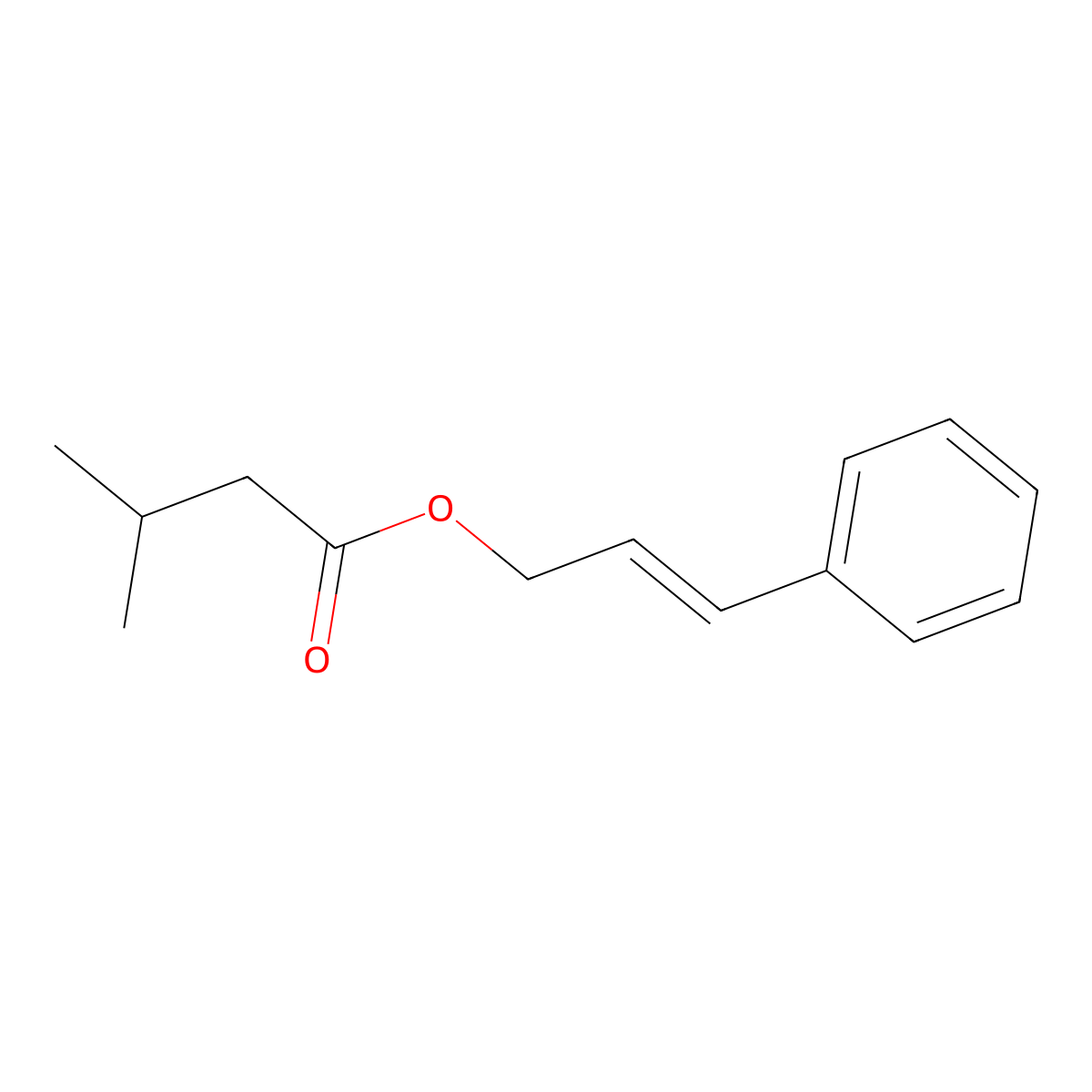 3-Methylbutanoic acid 3-phenyl-2-propenyl ester molecular structure, CAS 69121-78-4