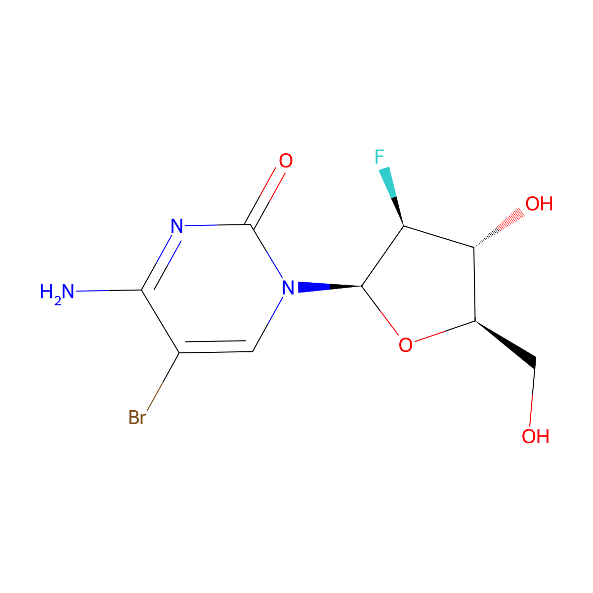 2'-Fluoro-5-bromo-1-beta-D-arabinofuranosylcytosine molecular structure, CAS 69123-93-9