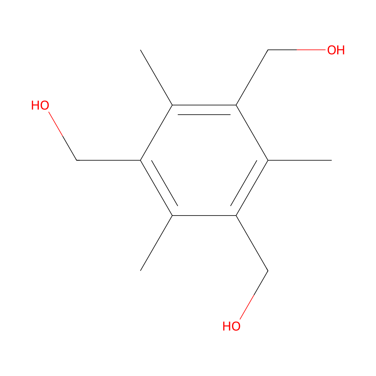 (2,4,6-Trimethylbenzene-1,3,5-triyl)trimethanol molecular structure, CAS 69125-03-7