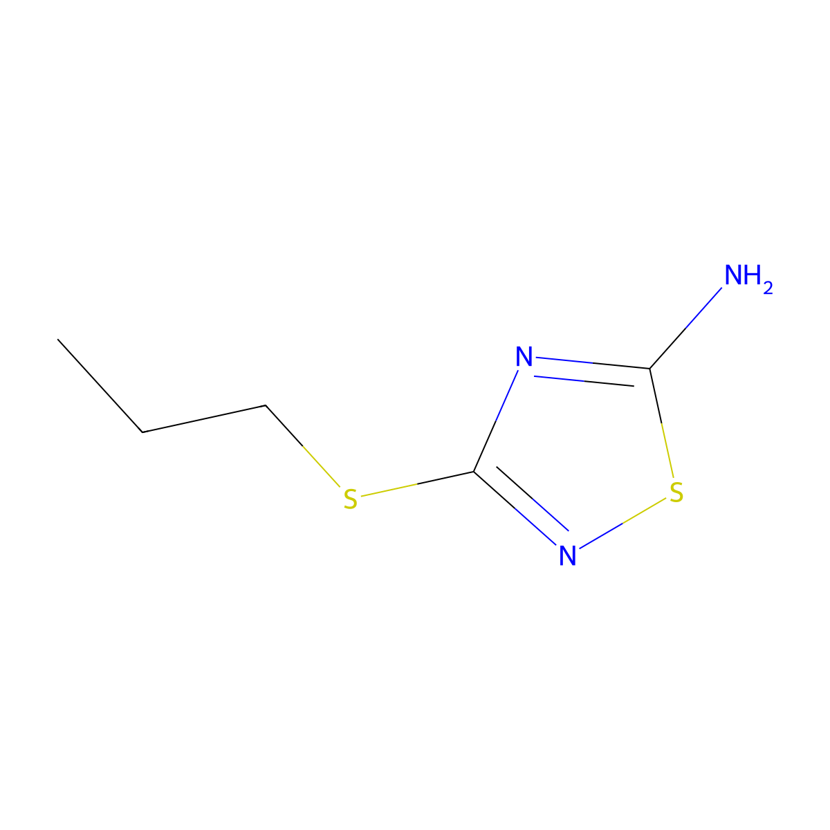 3-Propylsulfanyl-[1,2,4]thiadiazol-5-ylamine molecular structure, CAS 6913-15-1