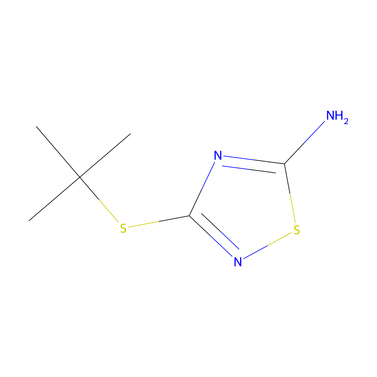 3-(Tert-butylsulfanyl)-1,2,4-thiadiazol-5-amine molecular structure, CAS 6913-18-4