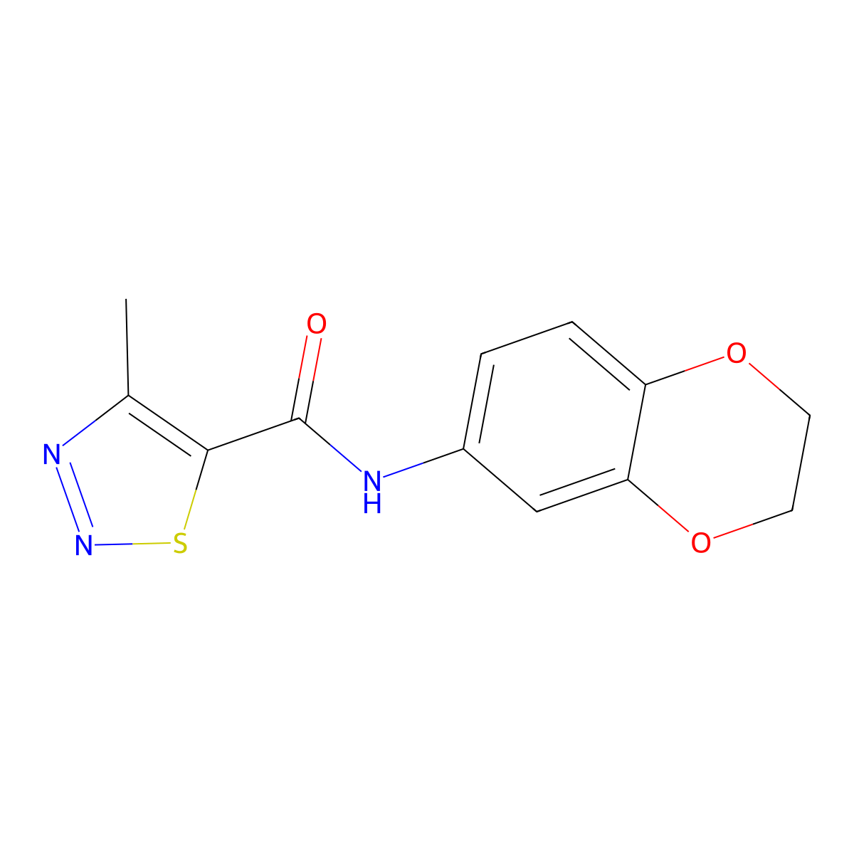 N-(2,3-dihydro-1,4-benzodioxin-6-yl)-4-methyl-1,2,3-thiadiazole-5-carboxamide molecular structure, CAS 691355-37-0