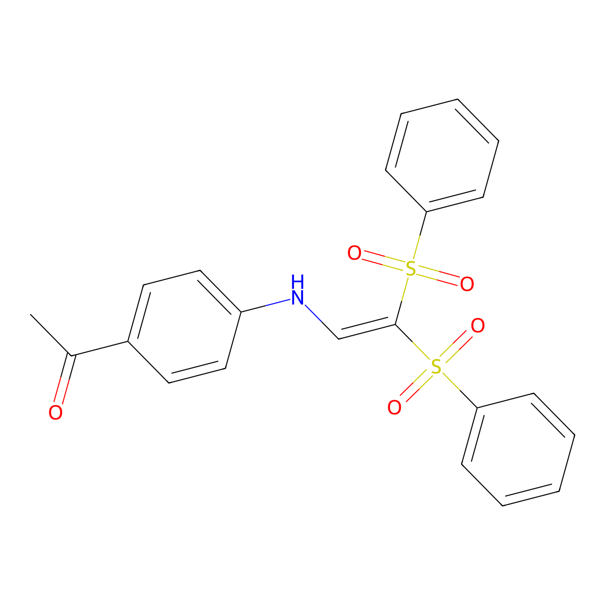 1-(4-((2,2-Bis(phenylsulfonyl)vinyl)amino)phenyl)ethanone molecular structure, CAS 691366-25-3