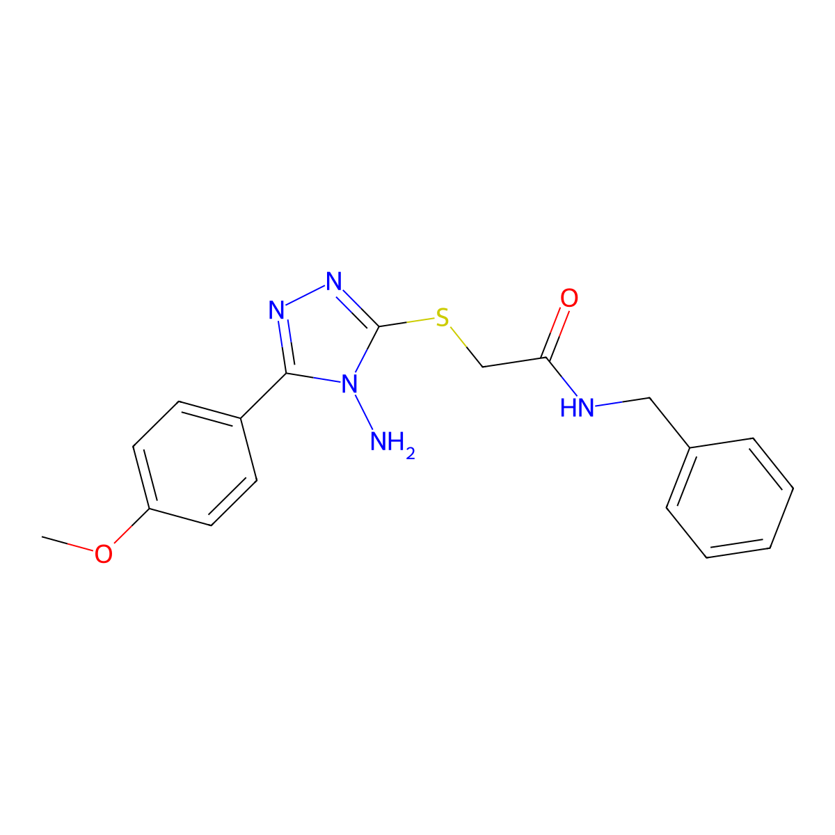 2-((4-amino-5-(4-methoxyphenyl)-4H-1,2,4-triazol-3-yl)thio)-N-benzylacetamide molecular structure, CAS 691366-51-5