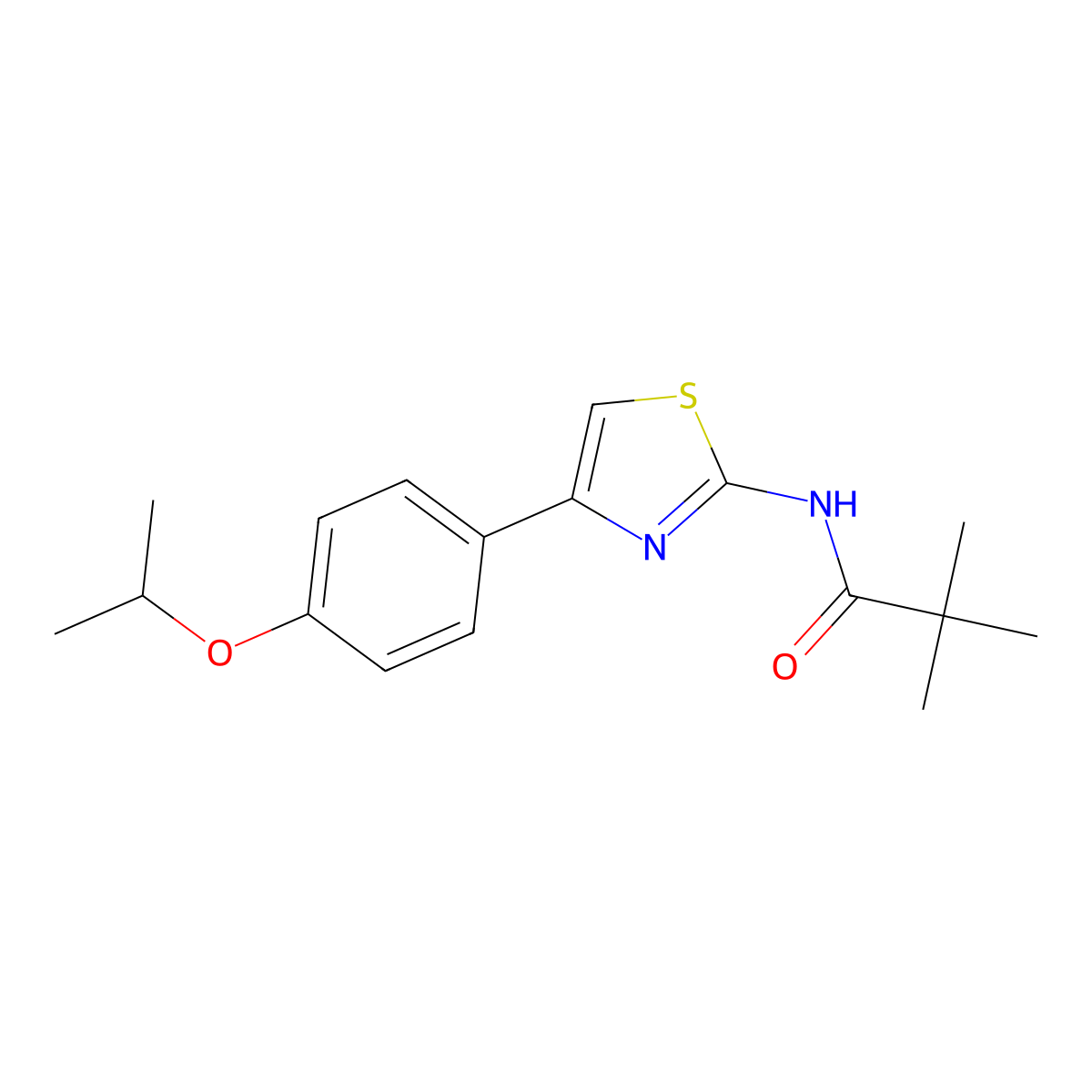 2,2-dimethyl-N-[4-(4-propan-2-yloxyphenyl)-1,3-thiazol-2-yl]propanamide molecular structure, CAS 691366-60-6