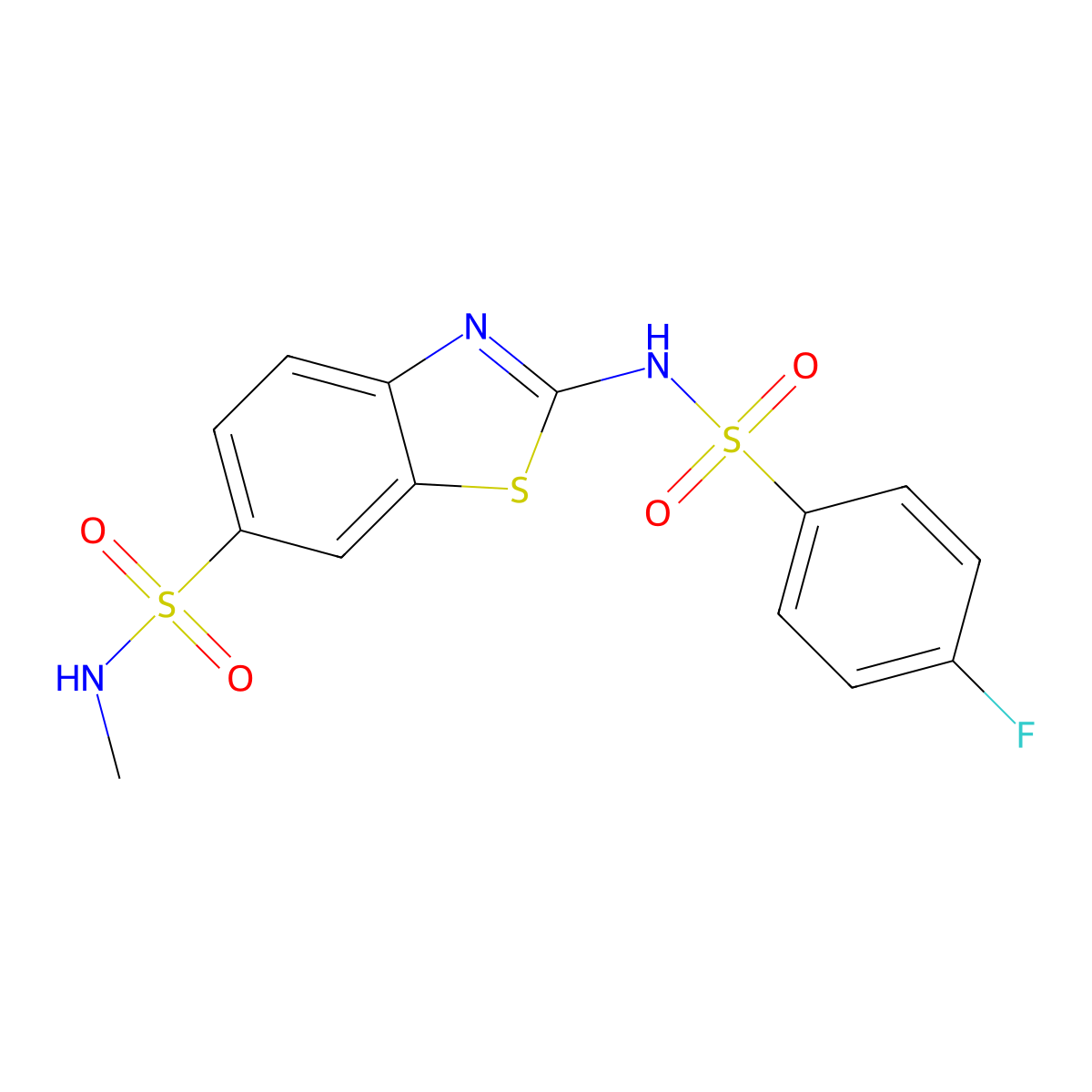 2-[(4-fluorophenyl)sulfonylamino]-N-methyl-1,3-benzothiazole-6-sulfonamide molecular structure, CAS 691366-80-0