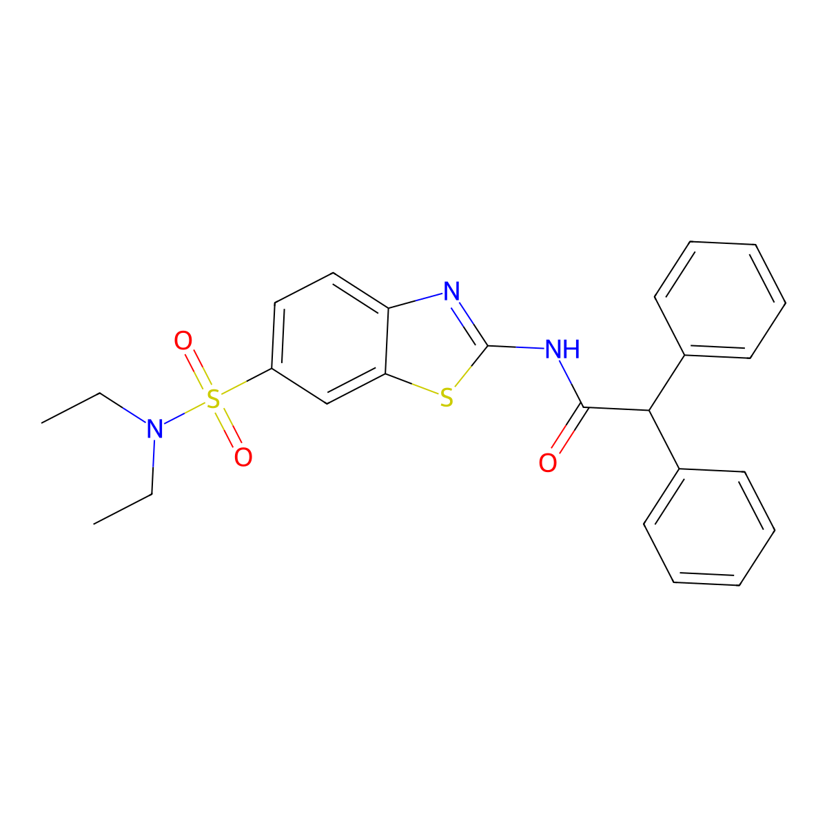 N-{6-[(diethylamino)sulfonyl]benzothiazol-2-yl}-2,2-diphenylacetamide molecular structure, CAS 691366-82-2