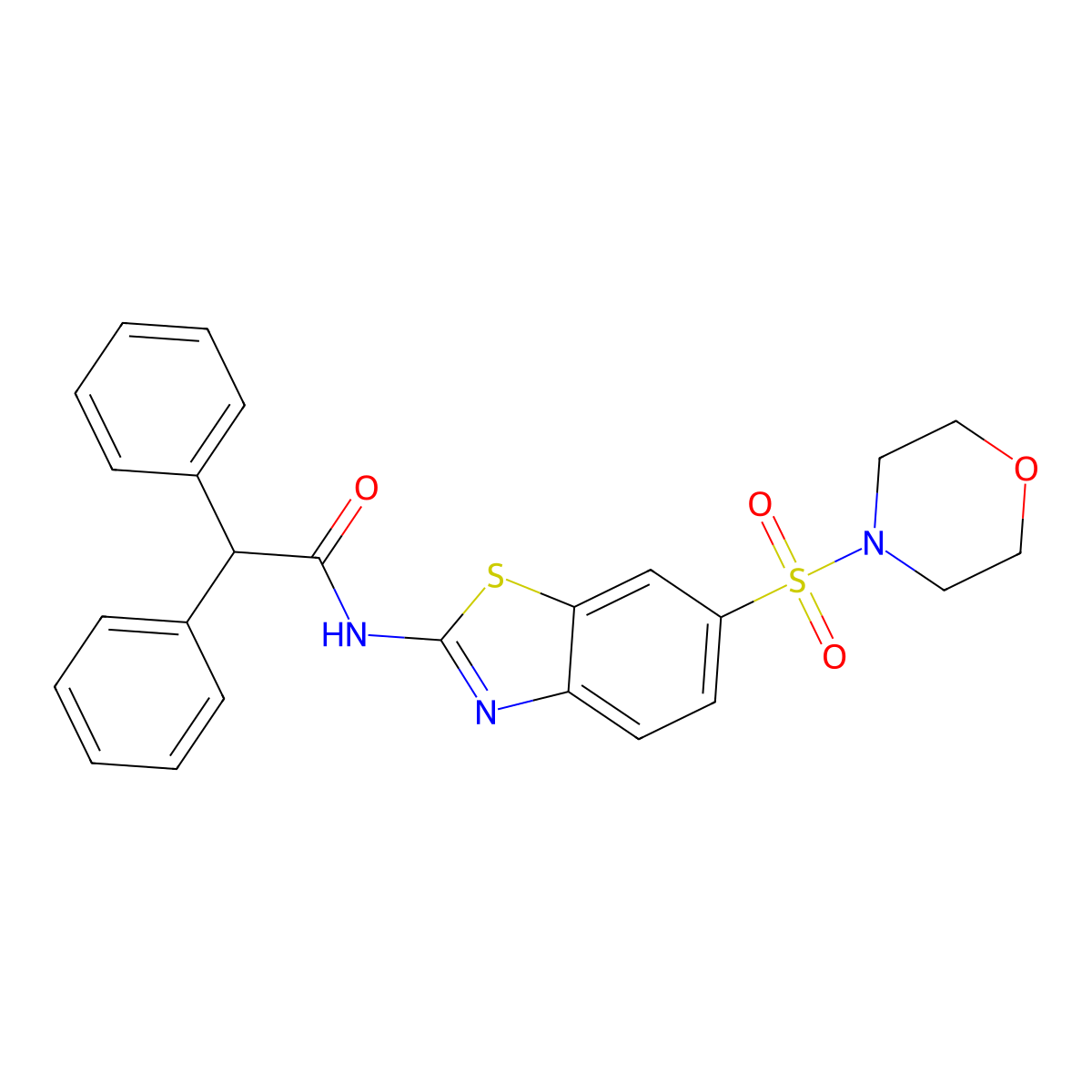 N-(6-(morpholinosulfonyl)benzo[d]thiazol-2-yl)-2,2-diphenylacetamide molecular structure, CAS 691366-83-3