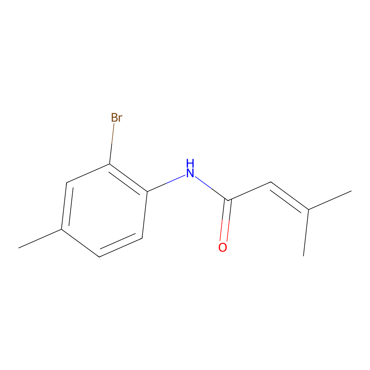 N-(2-bromo-4-methylphenyl)-3-methylbut-2-enamide molecular structure, CAS 691366-93-5