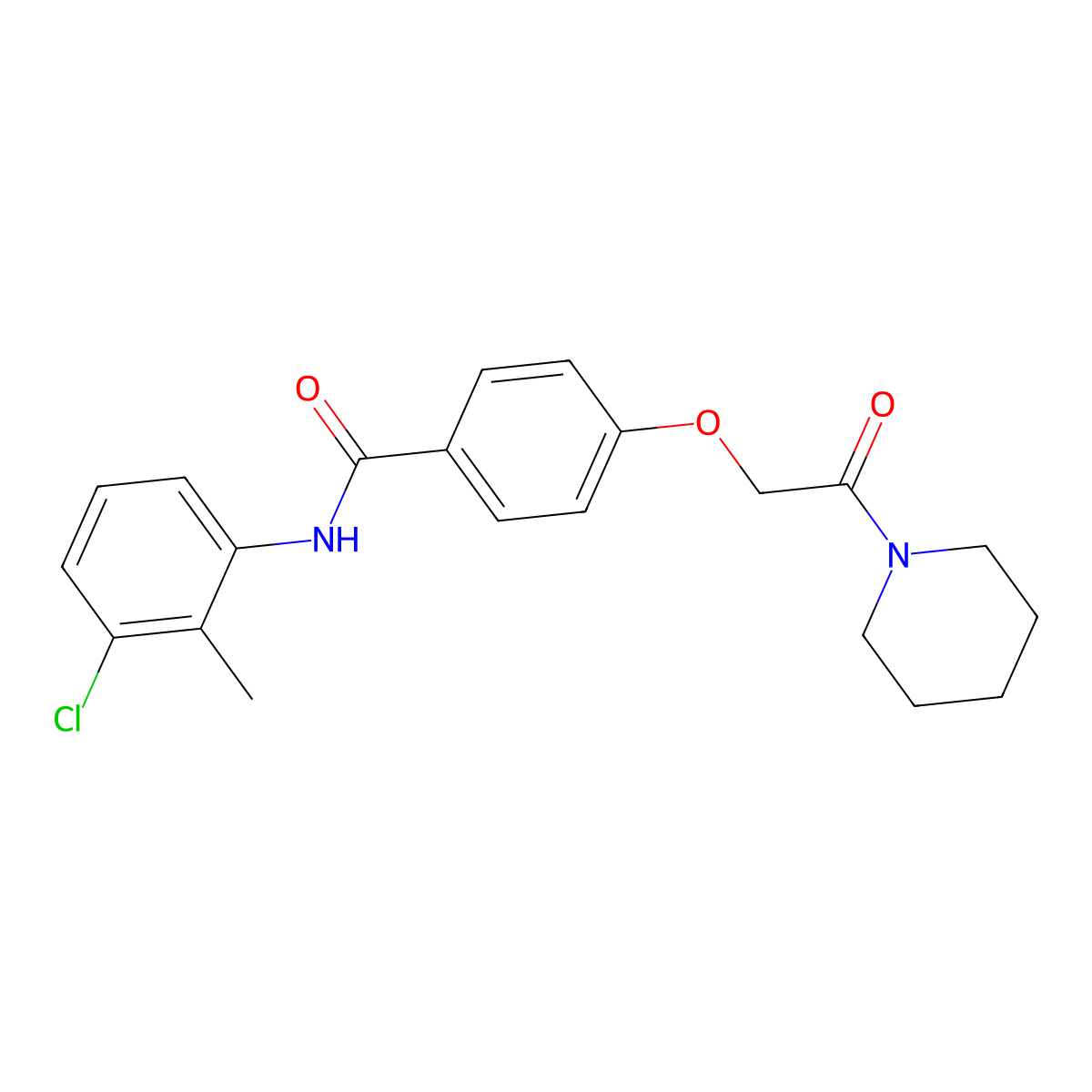 N-(3-chloro-2-methylphenyl)-4-(2-oxo-2-piperidin-1-ylethoxy)benzamide molecular structure, CAS 691367-50-7