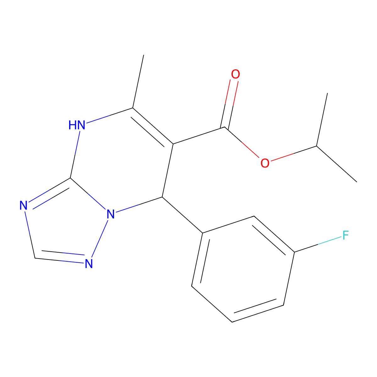 Isopropyl 7-(3-fluorophenyl)-5-methyl-4,7-dihydro-[1,2,4]triazolo[1,5-a]pyrimidine-6-carboxylate molecular structure, CAS 691368-96-4