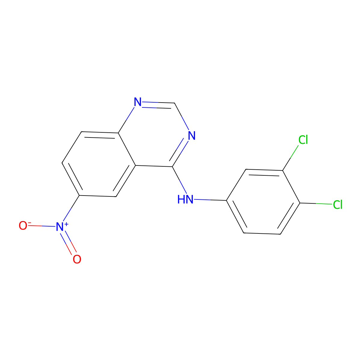 N-(3,4-dichlorophenyl)-6-nitroquinazolin-4-amine molecular structure, CAS 691369-18-3