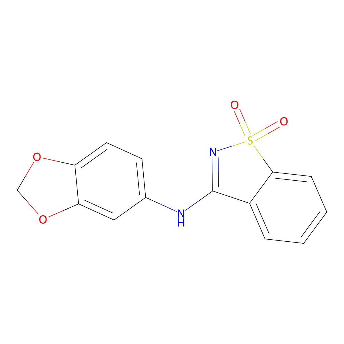 N-(1,3-benzodioxol-5-yl)-1,2-benzothiazol-3-amine 1,1-dioxide molecular structure, CAS 691369-36-5
