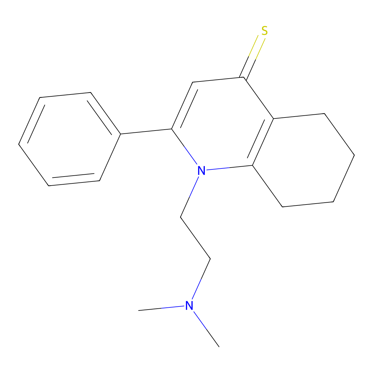 1-(2-(dimethylamino)ethyl)-2-phenyl-5,6,7,8-tetrahydroquinoline-4(1H)-thione molecular structure, CAS 691369-82-1