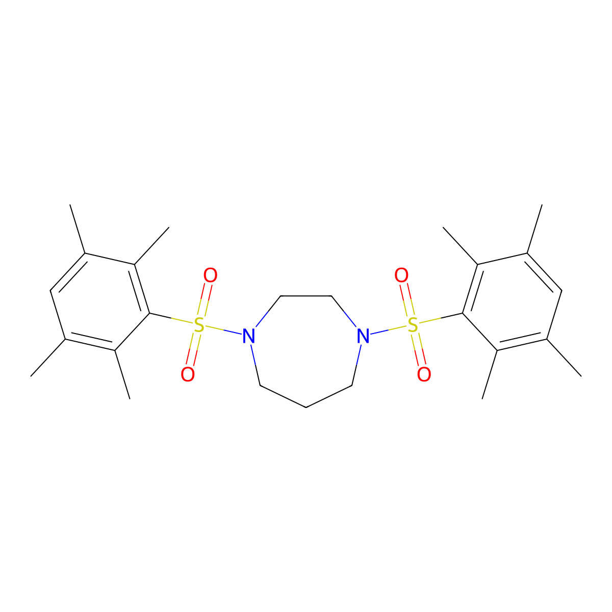 1,4-Bis(2,3,5,6-tetramethylbenzenesulfonyl)-1,4-diazepane molecular structure, CAS 691369-87-6