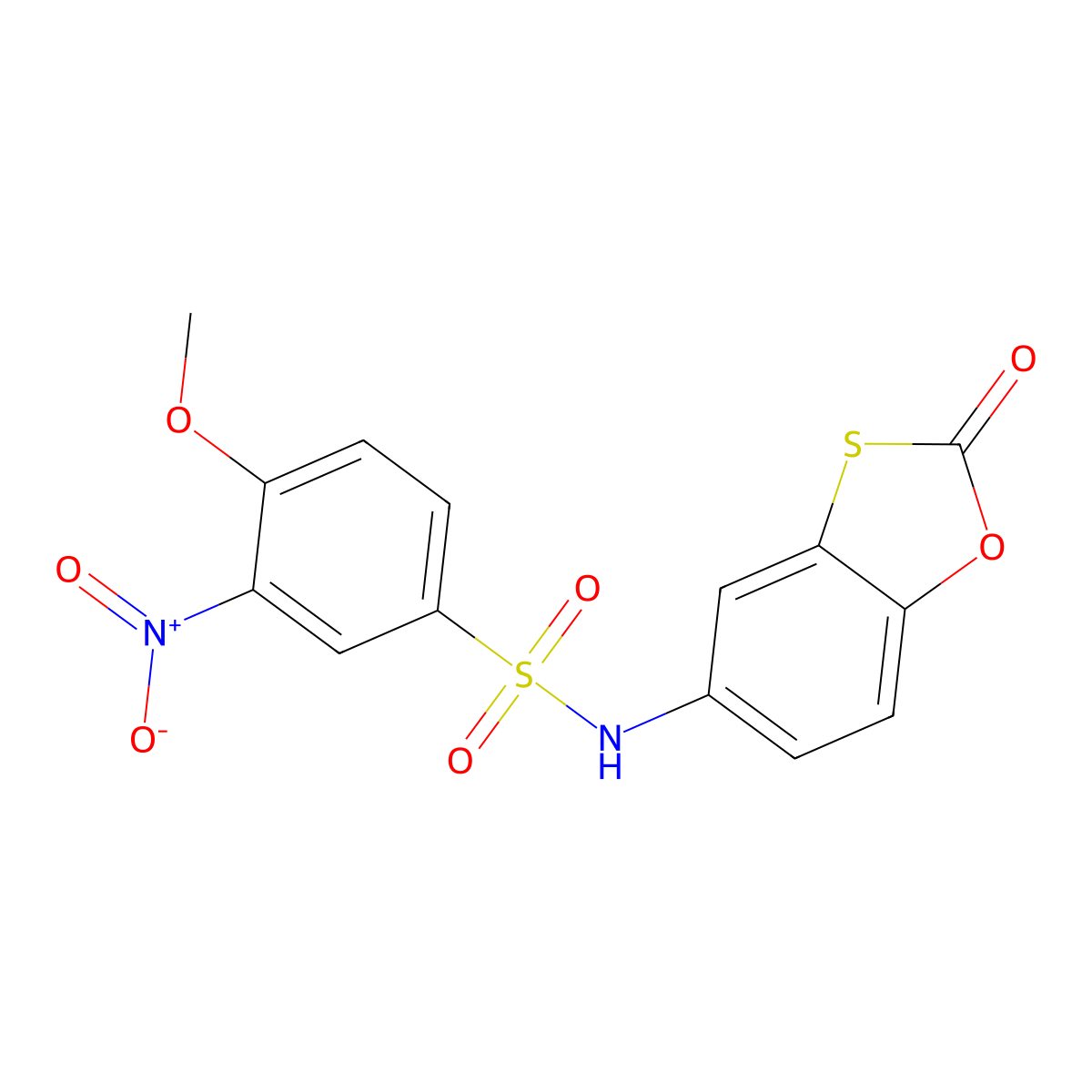 4-methoxy-3-nitro-N-(2-oxobenzo[d][1,3]oxathiol-5-yl)benzenesulfonamide molecular structure, CAS 691370-19-1