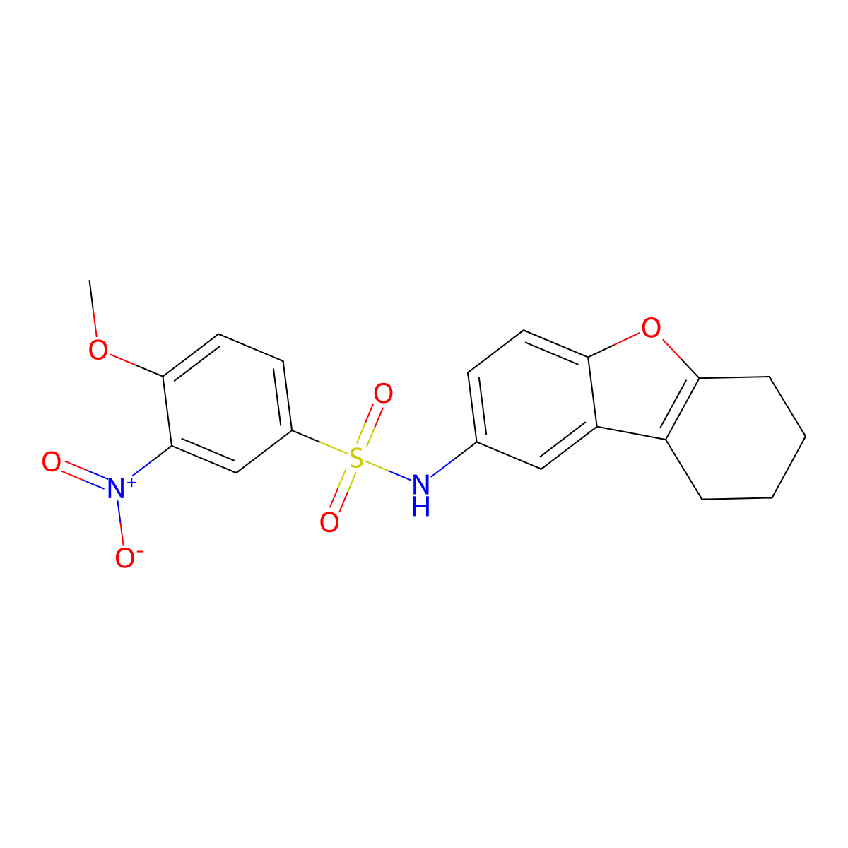 4-methoxy-3-nitro-N-(6,7,8,9-tetrahydrodibenzofuran-2-yl)benzenesulfonamide molecular structure, CAS 691370-20-4
