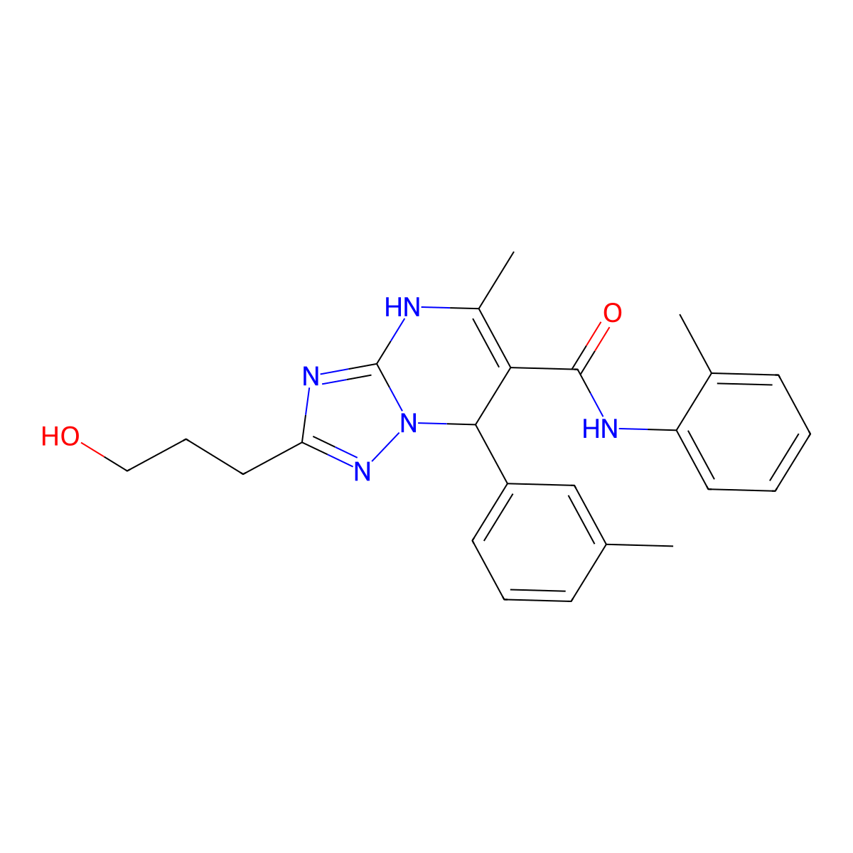 2-(3-hydroxypropyl)-5-methyl-N-(2-methylphenyl)-7-(3-methylphenyl)-1,7-dihydro-[1,2,4]triazolo[1,5-a]pyrimidine-6-carboxamide molecular structure, CAS 691370-71-5