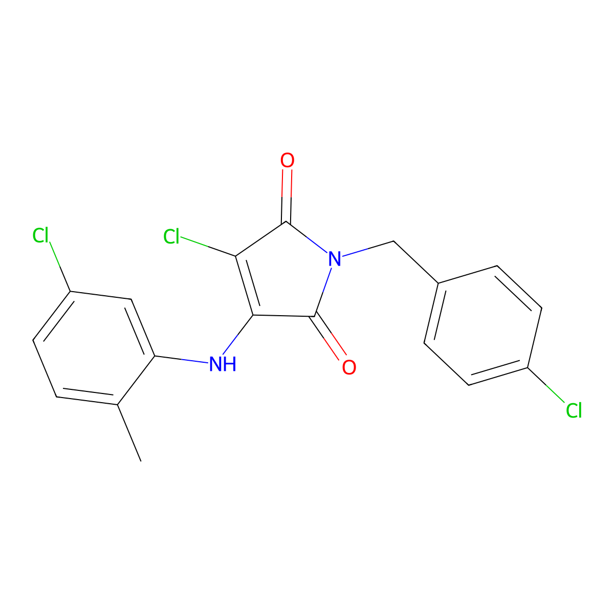 3-Chloro-4-((5-chloro-2-methylphenyl)amino)-1-(4-chlorobenzyl)-1H-pyrrole-2,5-dione molecular structure, CAS 691371-68-3