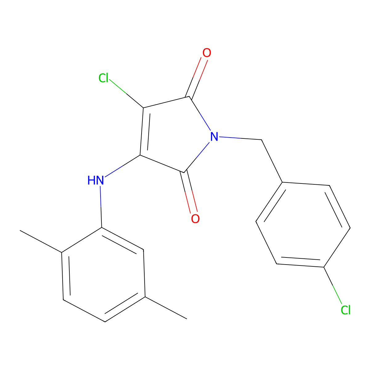 4-[(2,5-Dimethylphenyl)amino]-3-chloro-1-[(4-chlorophenyl)methyl]azoline-2,5-d ione molecular structure, CAS 691371-73-0