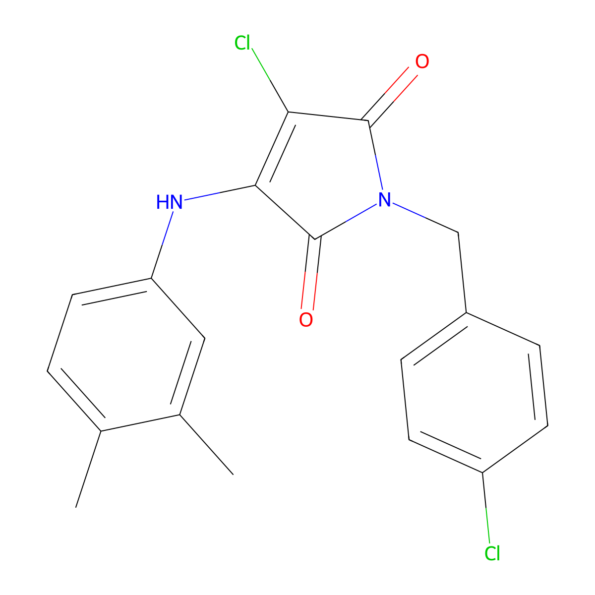 4-[(3,4-Dimethylphenyl)amino]-3-chloro-1-[(4-chlorophenyl)methyl]azoline-2,5-d ione molecular structure, CAS 691371-74-1