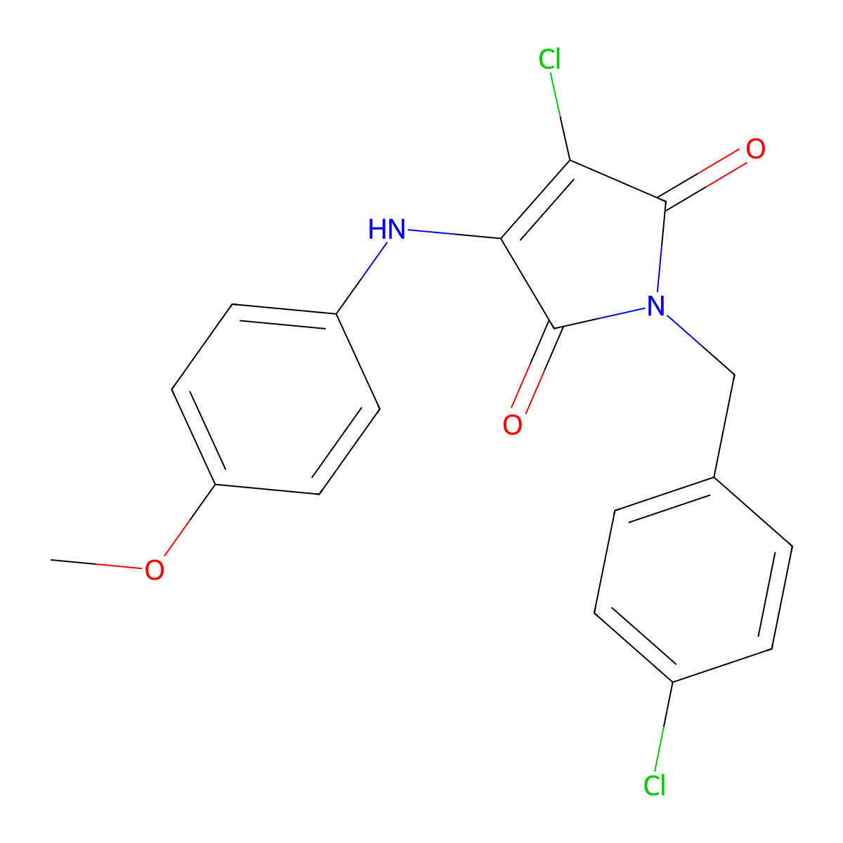 3-Chloro-1-(4-chlorobenzyl)-4-((4-methoxyphenyl)amino)-1H-pyrrole-2,5-dione molecular structure, CAS 691371-78-5