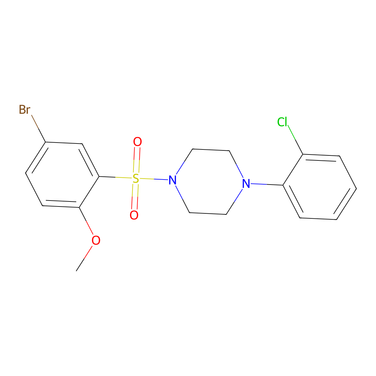 1-(5-Bromo-2-methoxybenzenesulfonyl)-4-(2-chlorophenyl)piperazine molecular structure, CAS 691376-59-7