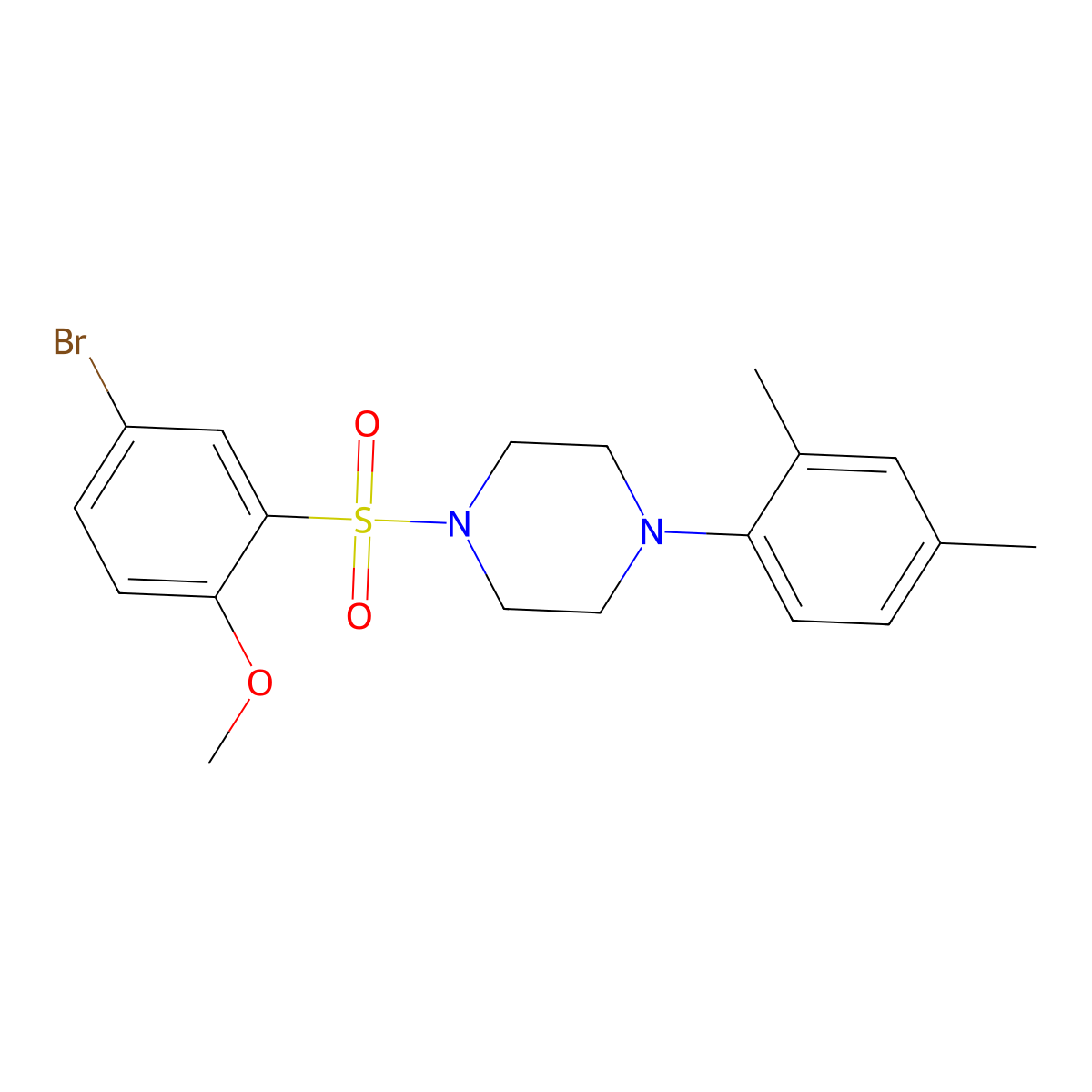 1-(5-Bromo-2-methoxybenzenesulfonyl)-4-(2,4-dimethylphenyl)piperazine molecular structure, CAS 691376-60-0