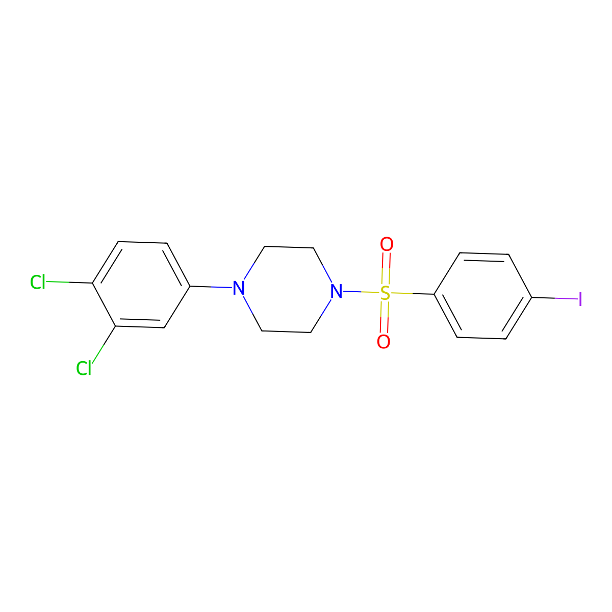 1-(3,4-Dichlorophenyl)-4-(4-iodobenzenesulfonyl)piperazine molecular structure, CAS 691376-61-1